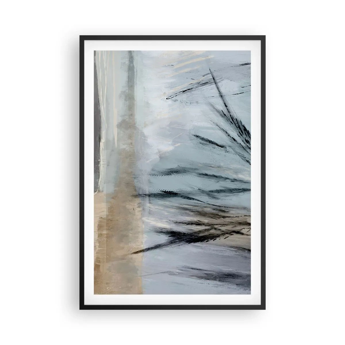 Affiche dans un cadre noir - Poster - Champs d'hiver - 61x91 cm