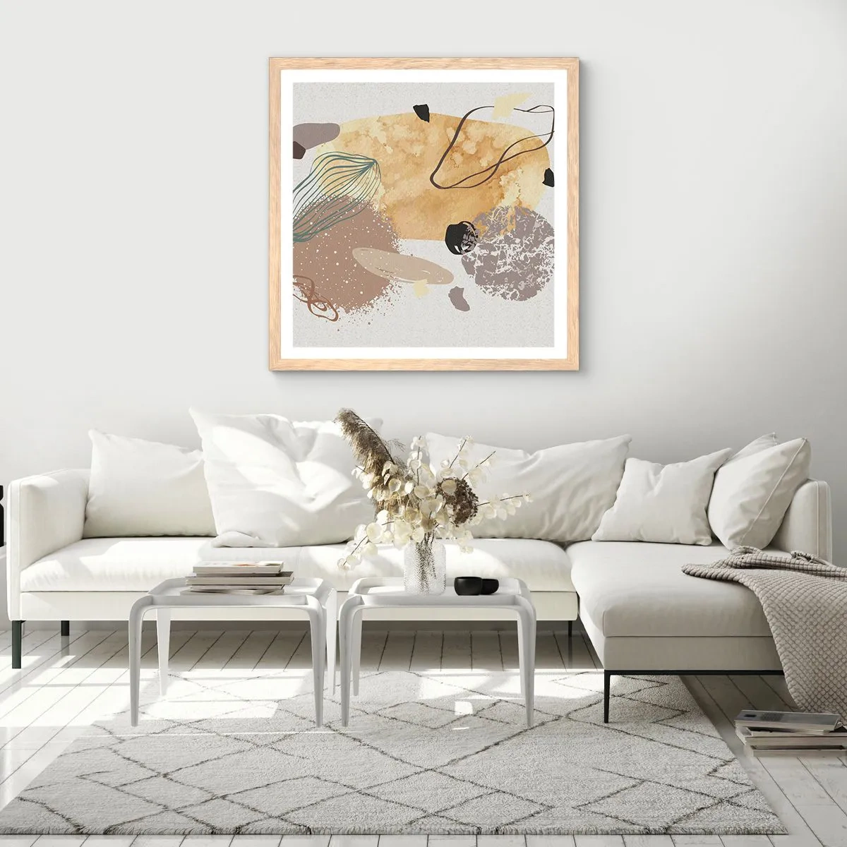 Affiche dans un chêne clair - Poster - Plumcologie appliquée - 50x50 cm