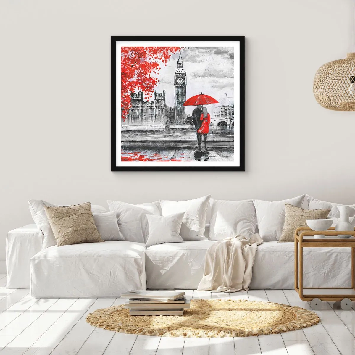 Affiche dans un cadre noir - Poster - Amoureux de Londres - 30x30 cm