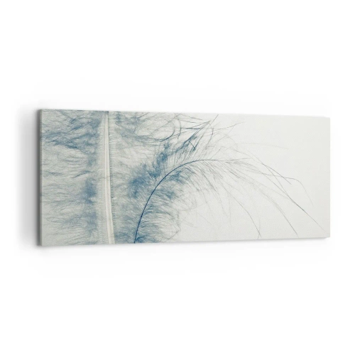 Impression sur toile - Image sur toile - Une plume délicate aux tons pastel sur fond clair - 120x50cm - Les sept natures - Décoration murale moderne pour le salon et la chambre ARTTOR