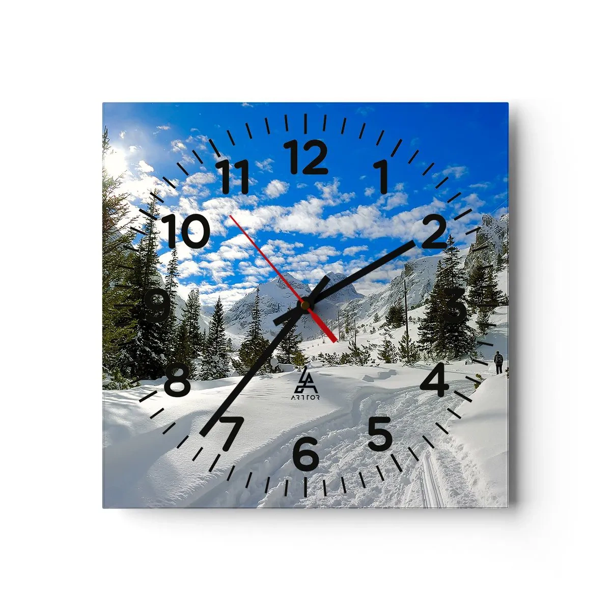 Horloge murale - Pendule murale - Dans la neige et au soleil - 30x30 cm