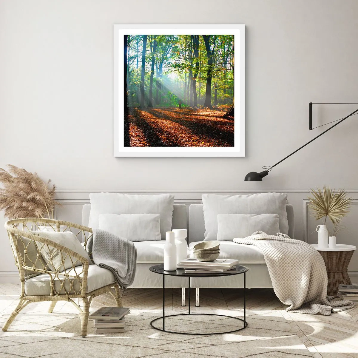 Affiche dans un cadre blanc - Poster - Ombres et lumières - 40x40 cm