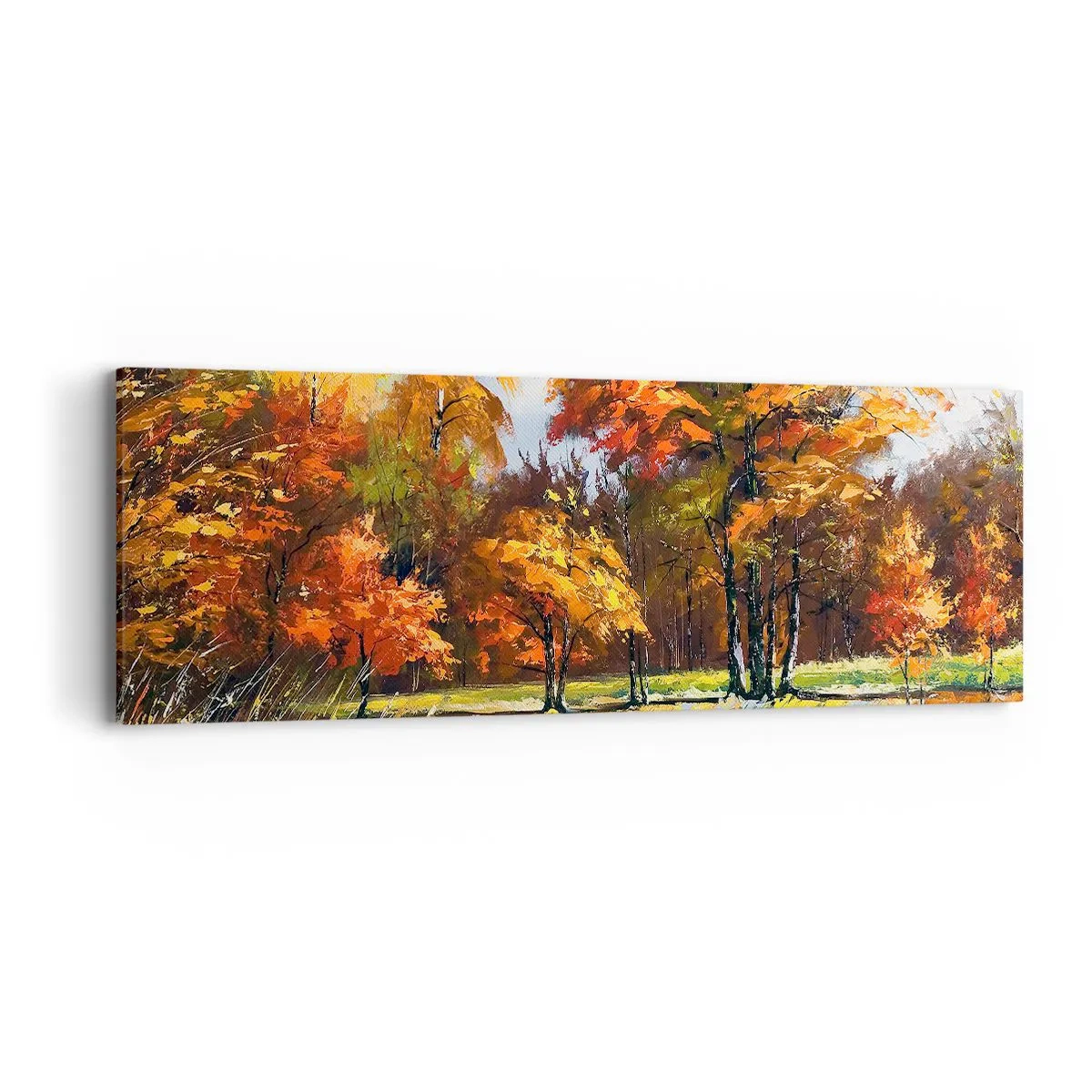 Impression sur toile - Image sur toile - Paysage en or et bronze - 90x30 cm