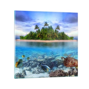 Impression sur verre - Image sur verre - L'île céleste vous invite - 30x30 cm