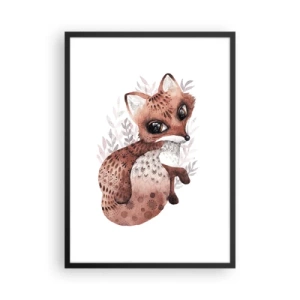 Affiche dans un cadre noir - Poster - Un joli renard aquarelle sur fond blanc - 50x70cm - Seulement à aimer - Décoration murale moderne pour le salon et la chambre ARTTOR