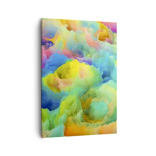 Impression sur toile - Image sur toile - Composition abstraite aux couleurs de l'arc-en-ciel - 50x70cm - Plumule arc-en-ciel - Décoration murale moderne pour le salon et la chambre ARTTOR