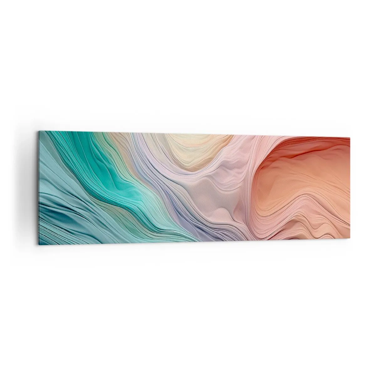 Impression sur toile - Image sur toile - Vagues abstraites aux couleurs pastel et arc-en-ciel - 160x50cm - Vague arc-en-ciel - Décoration murale moderne pour le salon et la chambre ARTTOR
