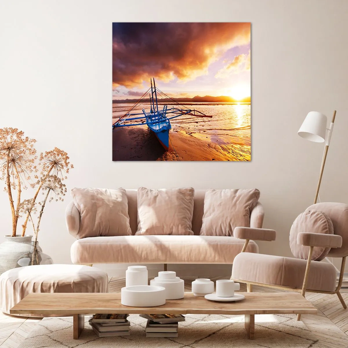 Impression sur toile - Image sur toile - Allongez-vous dans le sable après une longue journée - 70x70 cm