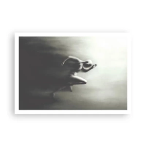 Affiche - Poster - Une silhouette noire et blanche d'une silhouette en train de courir dans un style dynamique et surréaliste. - 100x70cm - Inarrêtable - Décoration murale moderne pour le salon et la chambre ARTTOR