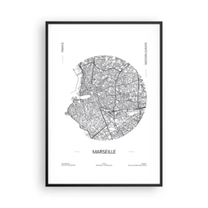 Affiche dans un cadre noir - Poster - Anatomie de Marseille - 70x100 cm
