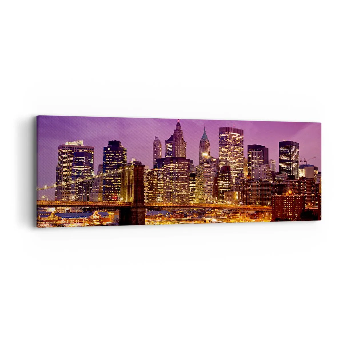 Impression sur toile - Image sur toile - Manhathann or violet - 90x30 cm