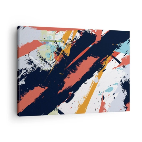 Impression sur toile - Image sur toile - Coups de pinceau abstraits aux couleurs vives - 70x50cm - Composition dynamique - Décoration murale moderne pour le salon et la chambre ARTTOR