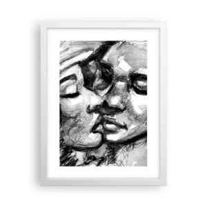 Affiche dans un cadre blanc - Poster - Un moment tendre - 30x40 cm
