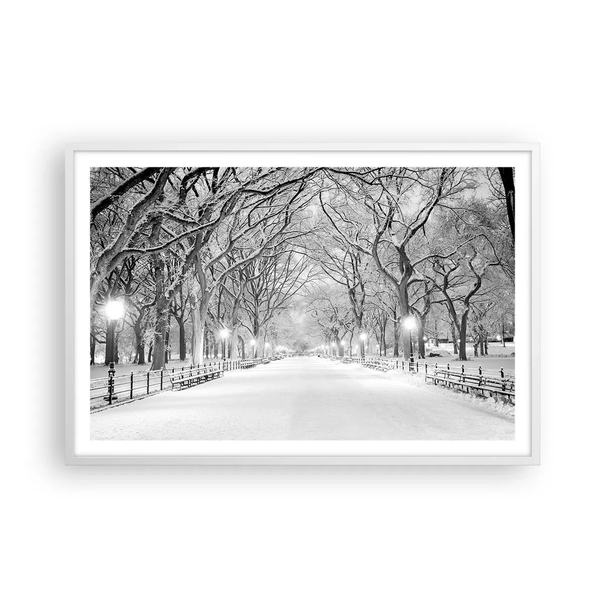 Affiche dans un cadre blanc - Poster - Les quatres saisons – l’hiver - 91x61 cm