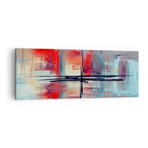 Impression sur toile - Image sur toile - Une composition abstraite aux couleurs intenses, aux lignes et aux formes géométriques. - 140x50cm - Un paysage dans une dimension inconnue - Décoration murale moderne pour le salon et la chambre ARTTOR