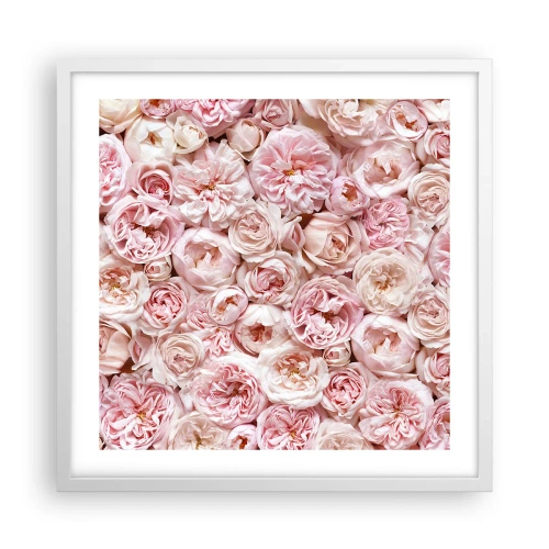 Affiche dans un cadre blanc - Poster - Un lit de roses - 50x50 cm