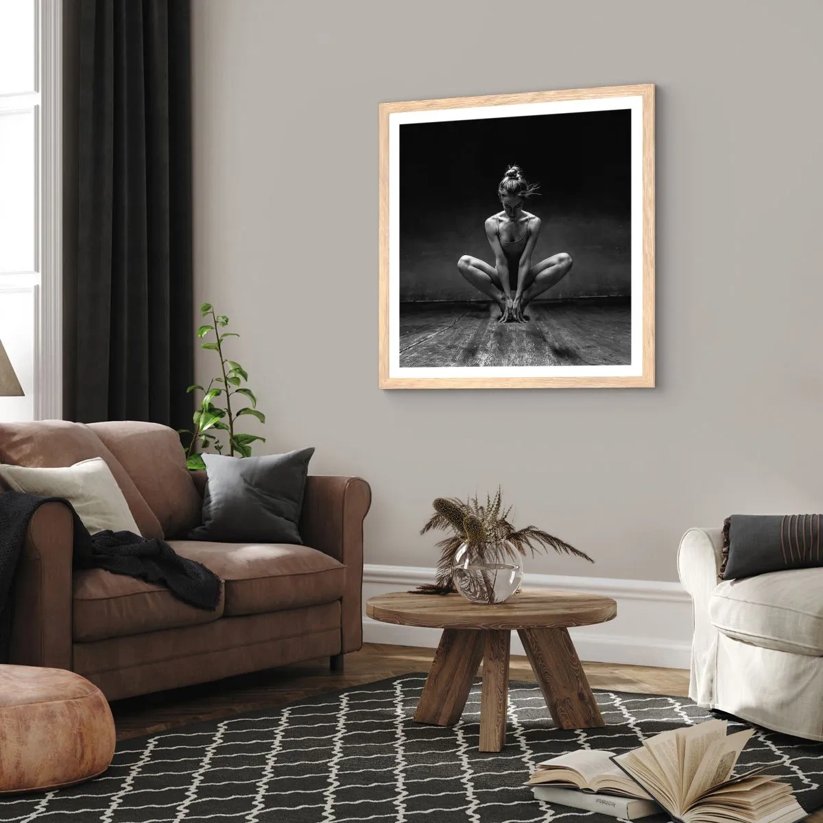 Affiche dans un chêne clair - Poster - Concentration de l'énergie de la danse - 60x60 cm
