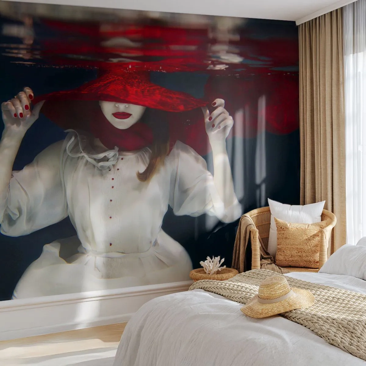 Papier Peint Photo Standard Eco - Femme mystérieuse - Abstraction, Femme au chapeau, Morceau - 200x140 cm