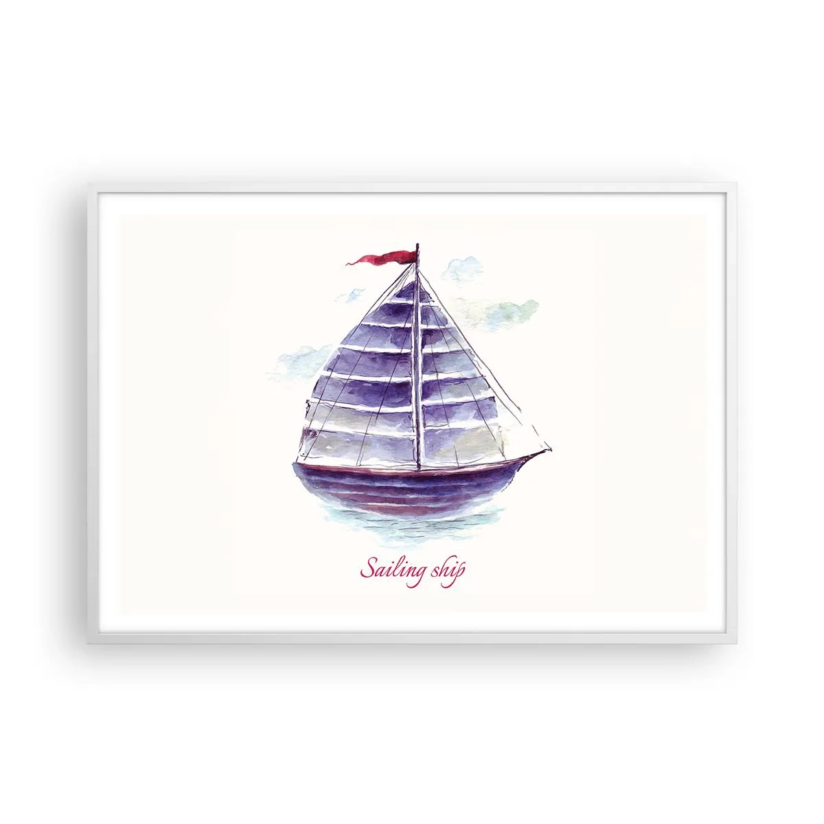 Affiche dans un cadre blanc - Poster - Plein de voiles et d’eau calme - 100x70 cm