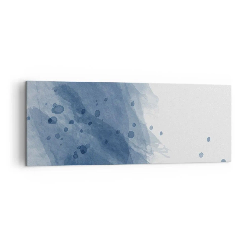 Impression sur toile - Image sur toile - Taches et stries abstraites dans des tons de bleu - 140x50cm - Tulle bleu - Décoration murale moderne pour le salon et la chambre ARTTOR