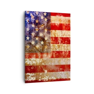 Impression sur toile - Image sur toile - Drapeau américain stylisé avec un effet vieilli - 50x70cm - La gloire ne s'efface pas - Décoration murale moderne pour le salon et la chambre ARTTOR