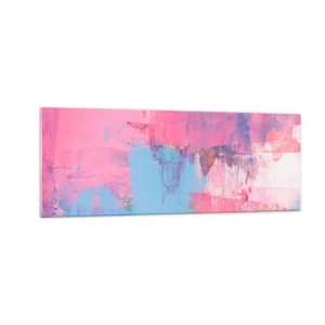 Impression sur verre - Image sur verre - Composition abstraite en rose et bleu - 140x50cm - Du rose, du bleu et une pincée de lumière - Décoration murale moderne pour le salon et la chambre ARTTOR