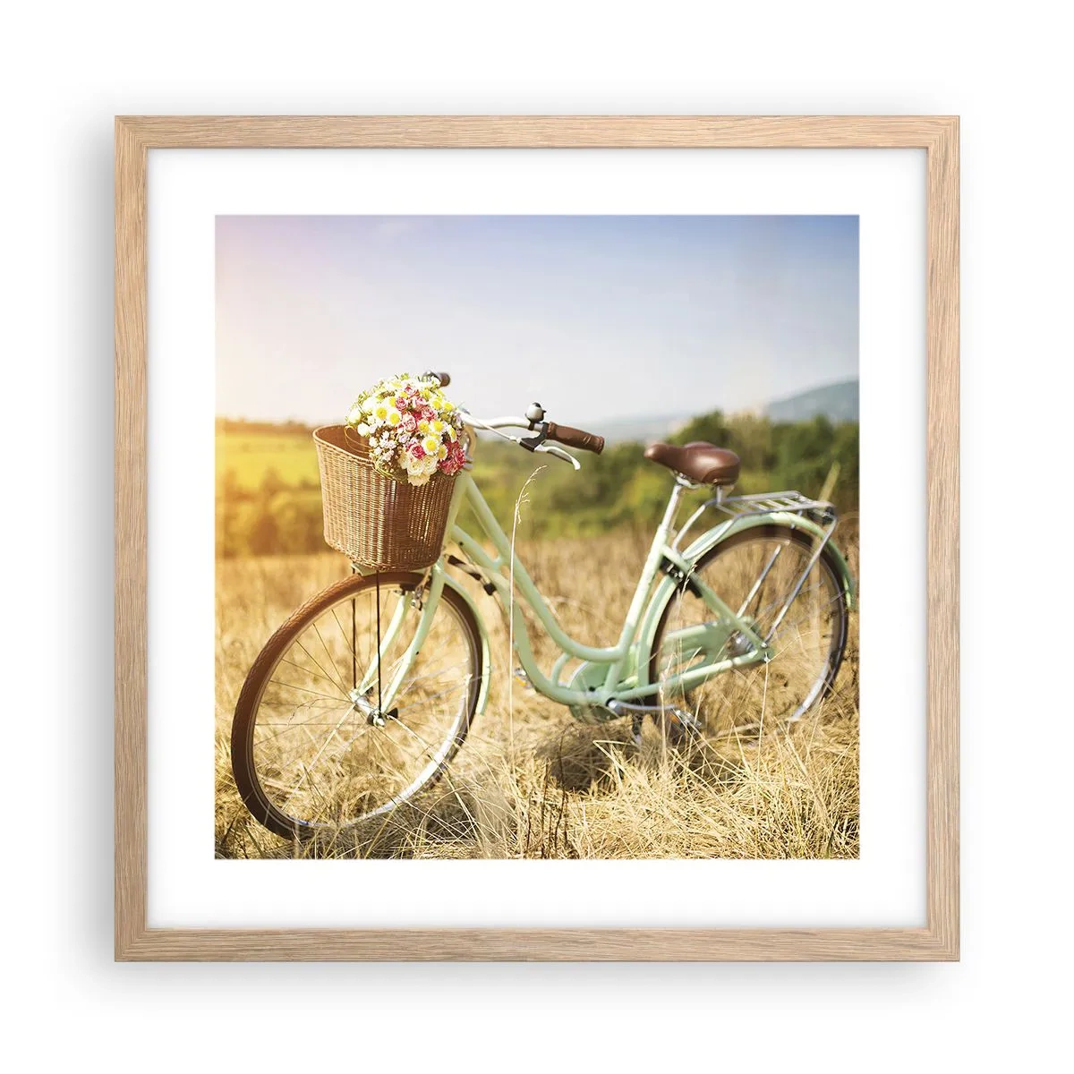 Affiche dans un chêne clair - Poster - Je vais rester un petit moment - 40x40 cm