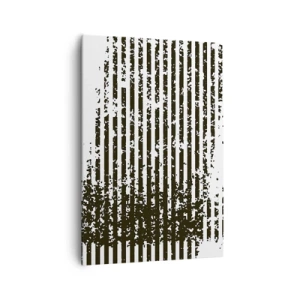 Impression sur toile - Image sur toile - Lignes abstraites avec un effet vieilli en noir et blanc - 70x100cm - Rythme et bruissement - Décoration murale moderne pour le salon et la chambre ARTTOR