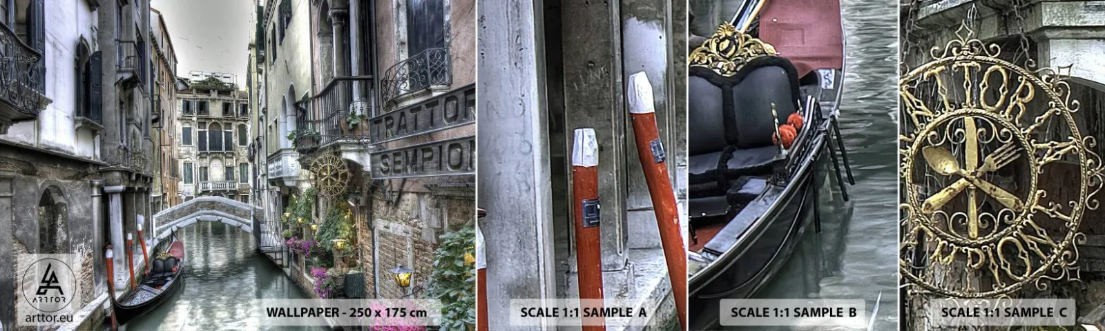 Échantillon de Papier Peint Autocollant Deluxe Sticker - Pendant des siècles dans une réflexion silencieuse - Venise, Ville, Architecture - 100x30 cm