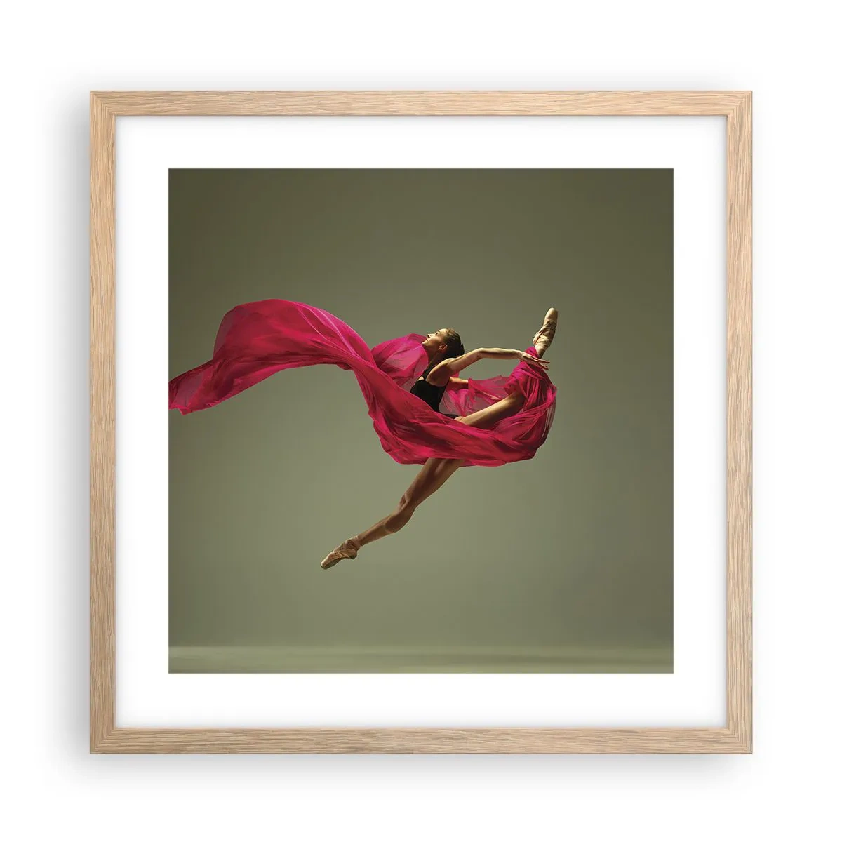 Affiche dans un chêne clair - Poster - Flamme dansante - 40x40 cm