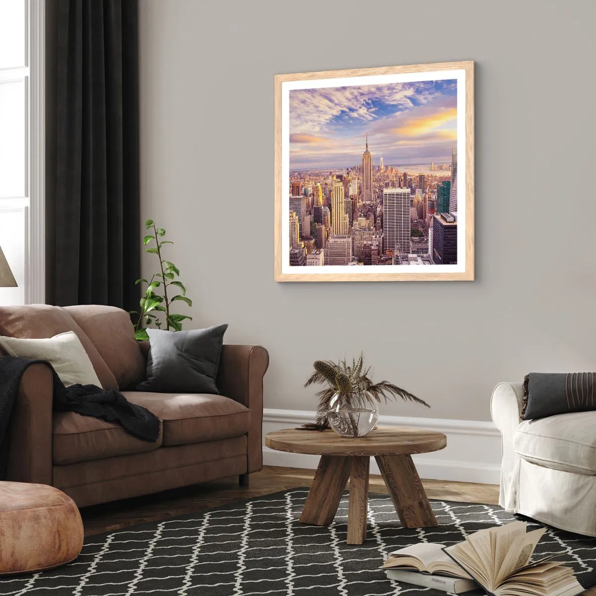 Affiche dans un chêne clair - Poster - Atteindre les nuages ​​eux-mêmes - 30x30 cm