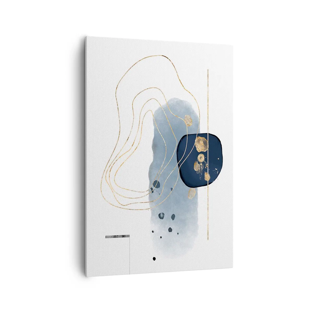 Impression sur toile - Image sur toile - Abstraction dans les tons de bleu et d'or - 70x100cm - Fantaisie bleu et or - Décoration murale moderne pour le salon et la chambre ARTTOR