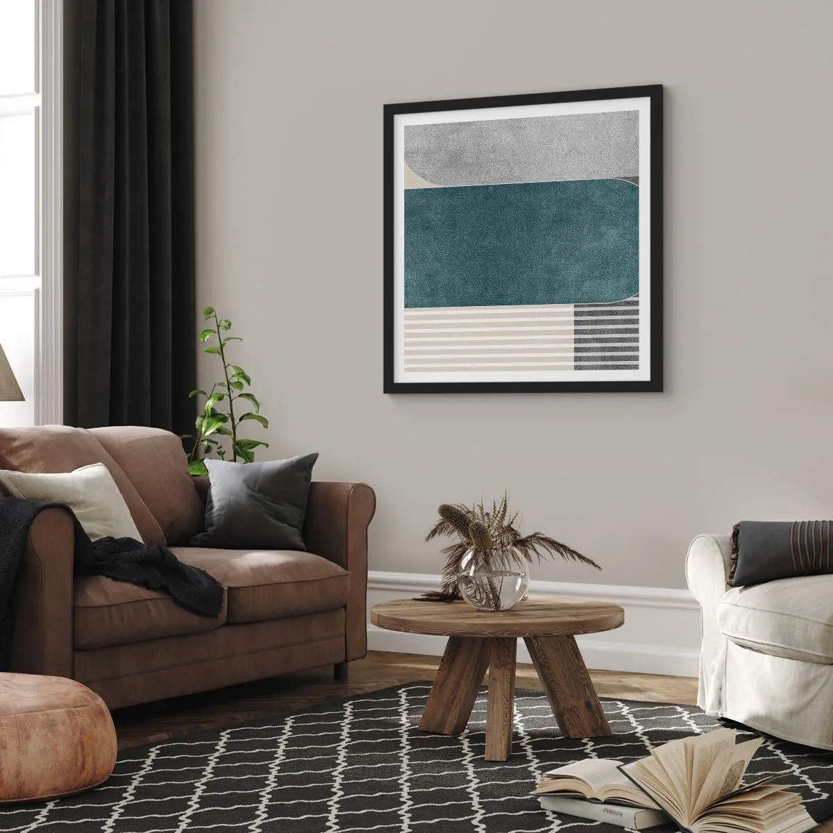 Affiche dans un cadre noir - Poster - Composition de niveaux - 60x60 cm