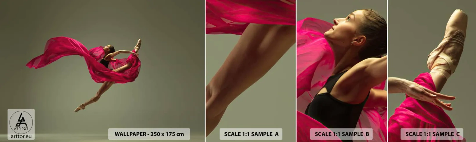 Échantillon de Papier Peint Autocollant Deluxe Sticker - Flamme dansante - Danseur, Ballerine, Ballet - 100x30 cm