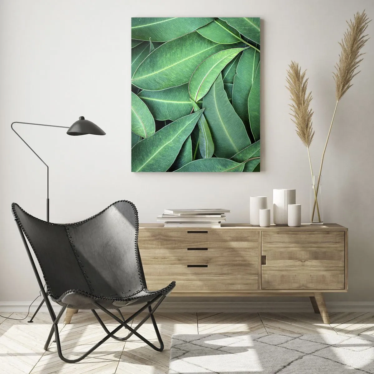 Impression sur verre - Image sur verre - Gros plan de feuilles vertes disposées en couches - 50x70cm - Juteux et frais - Décoration murale moderne pour le salon et la chambre ARTTOR