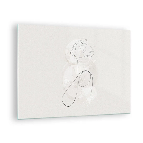 Impression sur verre - Image sur verre - Portrait abstrait dans les tons de blanc - 70x50cm - Spirale de beauté - Décoration murale moderne pour le salon et la chambre ARTTOR
