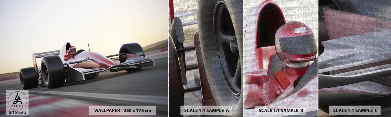Échantillon de Papier Peint Premium Canvas - Toujours gagnant - Automobile, Voiture de course, sport - 100x30 cm