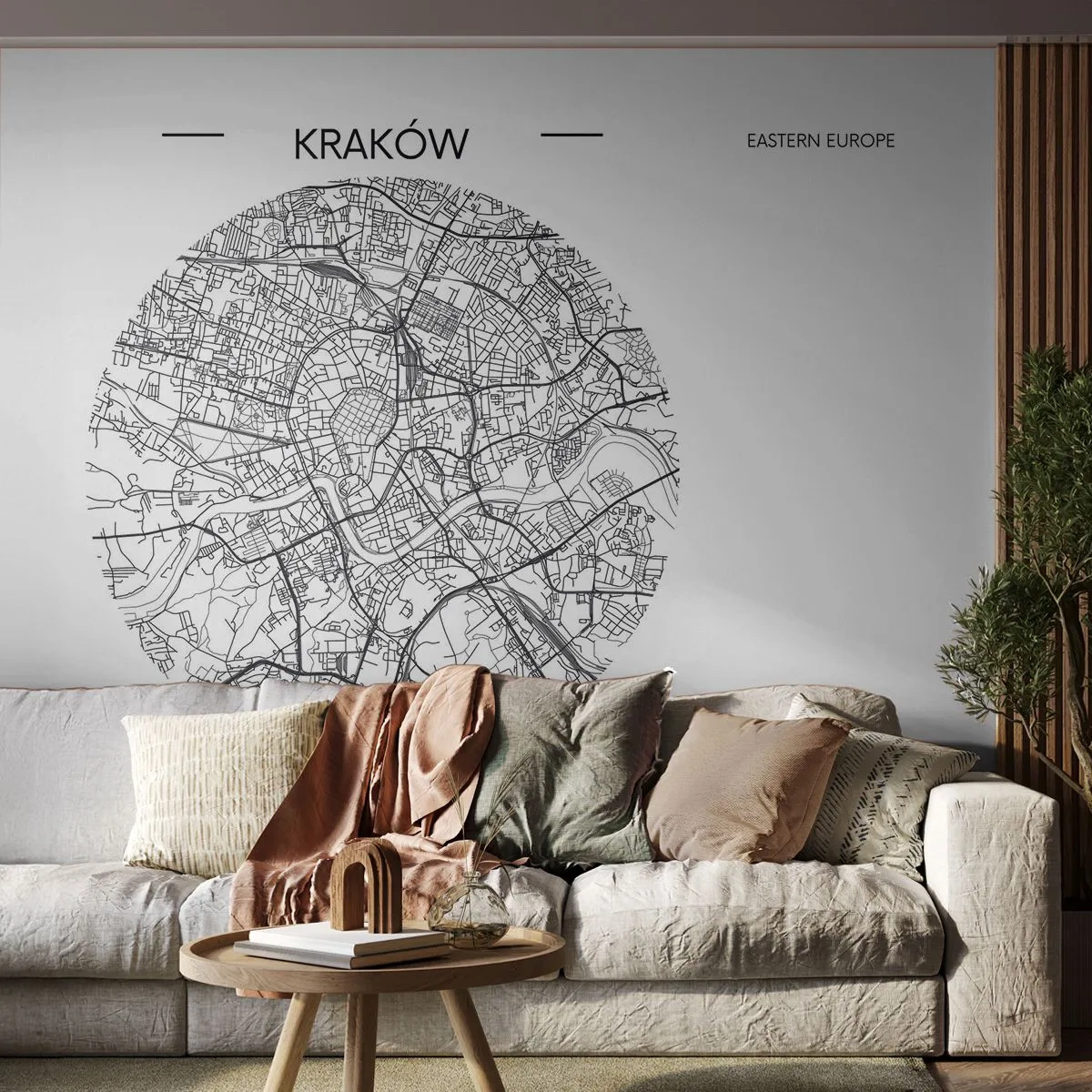 Papier Peint Photo Premium Canvas - Anatomie de Cracovie - Carte, Cracovie, Pologne - 250x175 cm