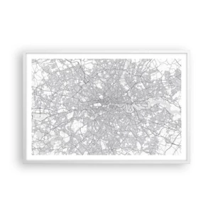 Affiche dans un cadre blanc - Poster - Carte du labyrinthe londonien - 91x61 cm