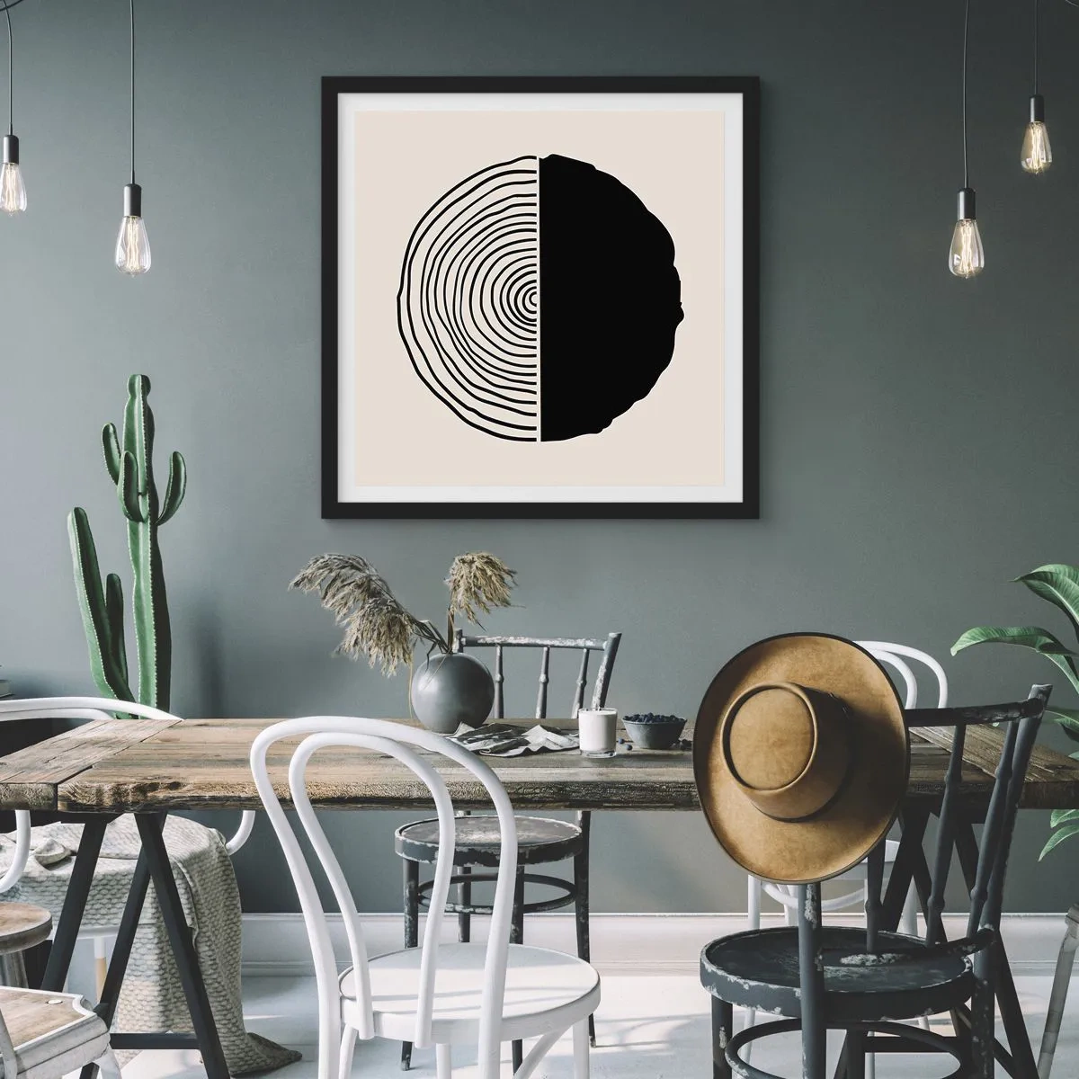Affiche dans un cadre noir - Poster - Moitié-moitié - 60x60 cm