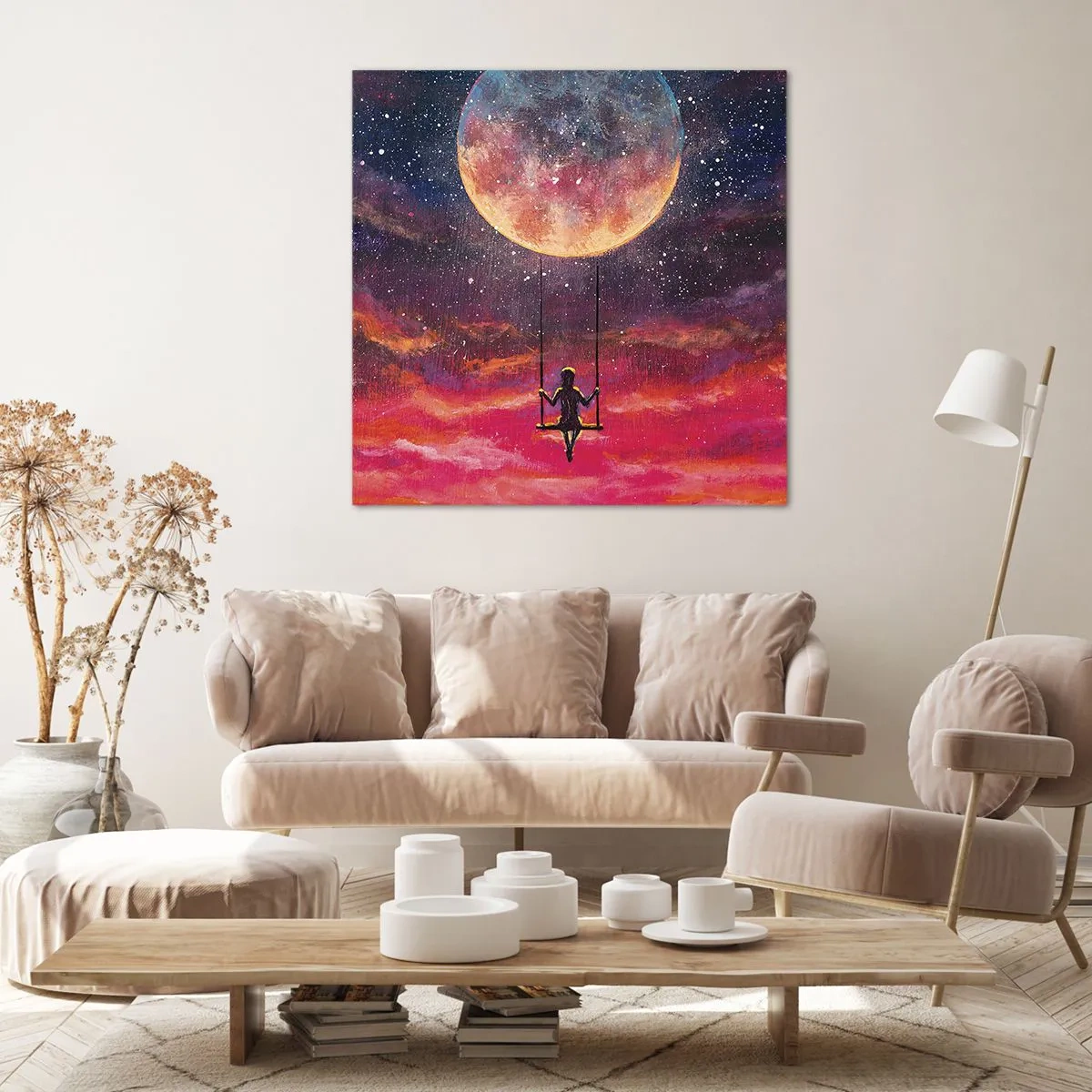 Impression sur toile - Image sur toile - Se balancer dans les nuages - 60x60 cm