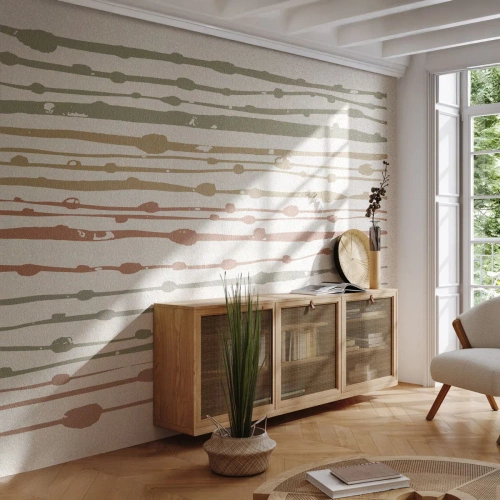 Papier Peint Photo Premium Sand - Notation musicale des couleurs - Minimalisme, Pastel, Morceau - 400x280 cm