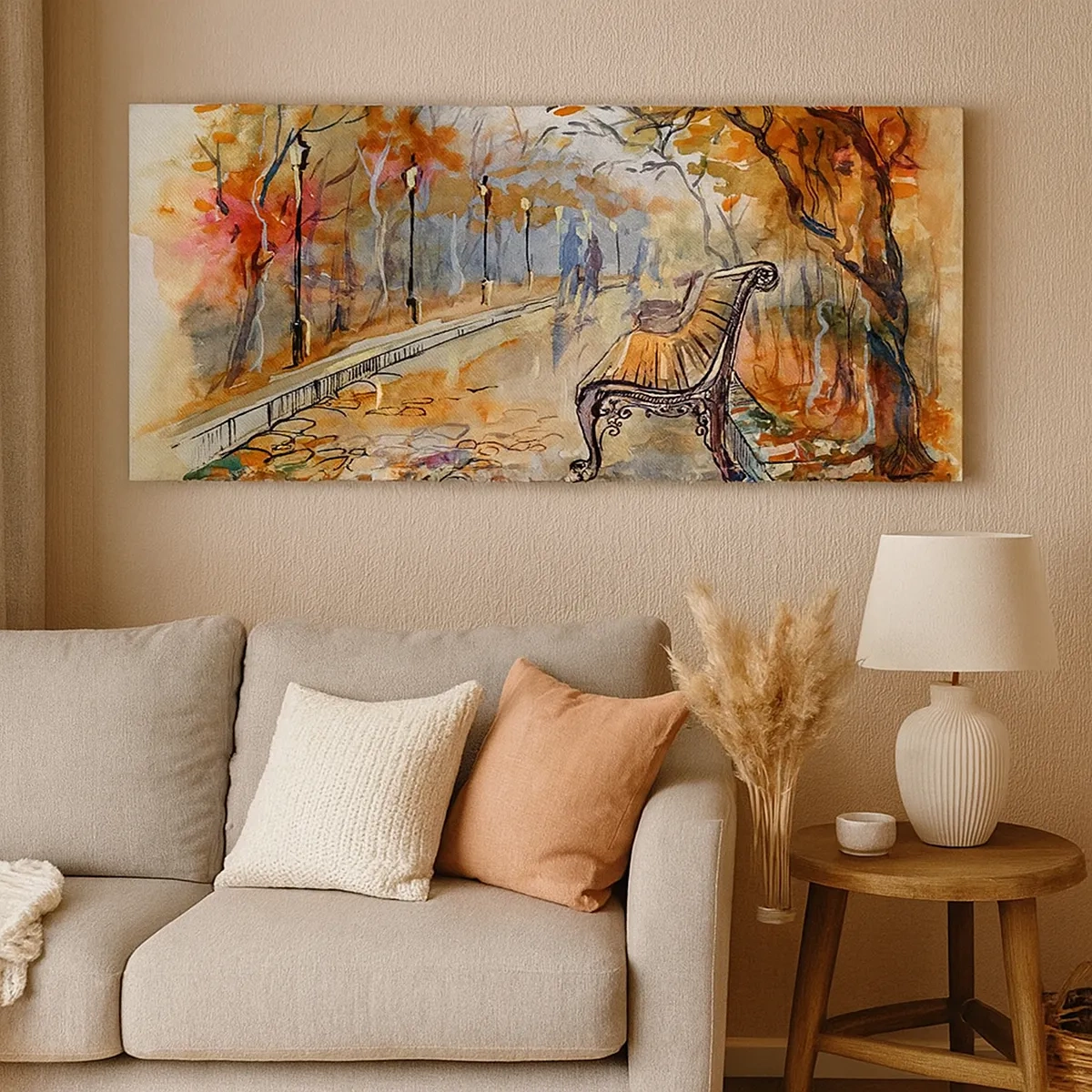 Impression sur toile - Image sur toile - Errer ensemble à l'automne - 30x30 cm