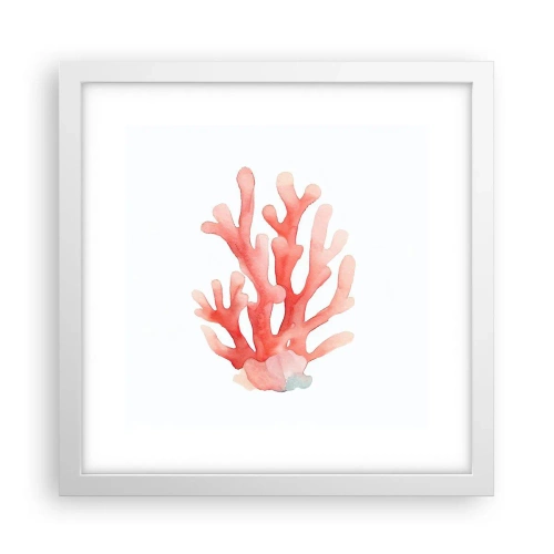 Affiche dans un cadre blanc - Poster - Corail couleur corail - 30x30 cm