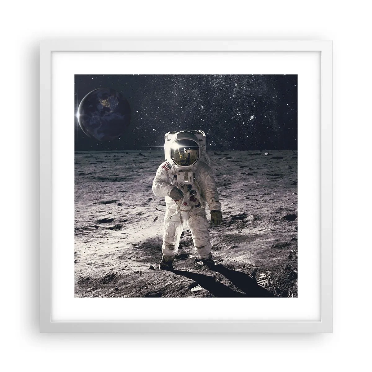 Affiche dans un cadre blanc - Poster - Salutations de la lune - 40x40 cm