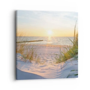 Impression sur toile - Image sur toile - Le bruit de la mer, le chant des oiseaux, une plage sauvage parmi les herbes… - 40x40 cm
