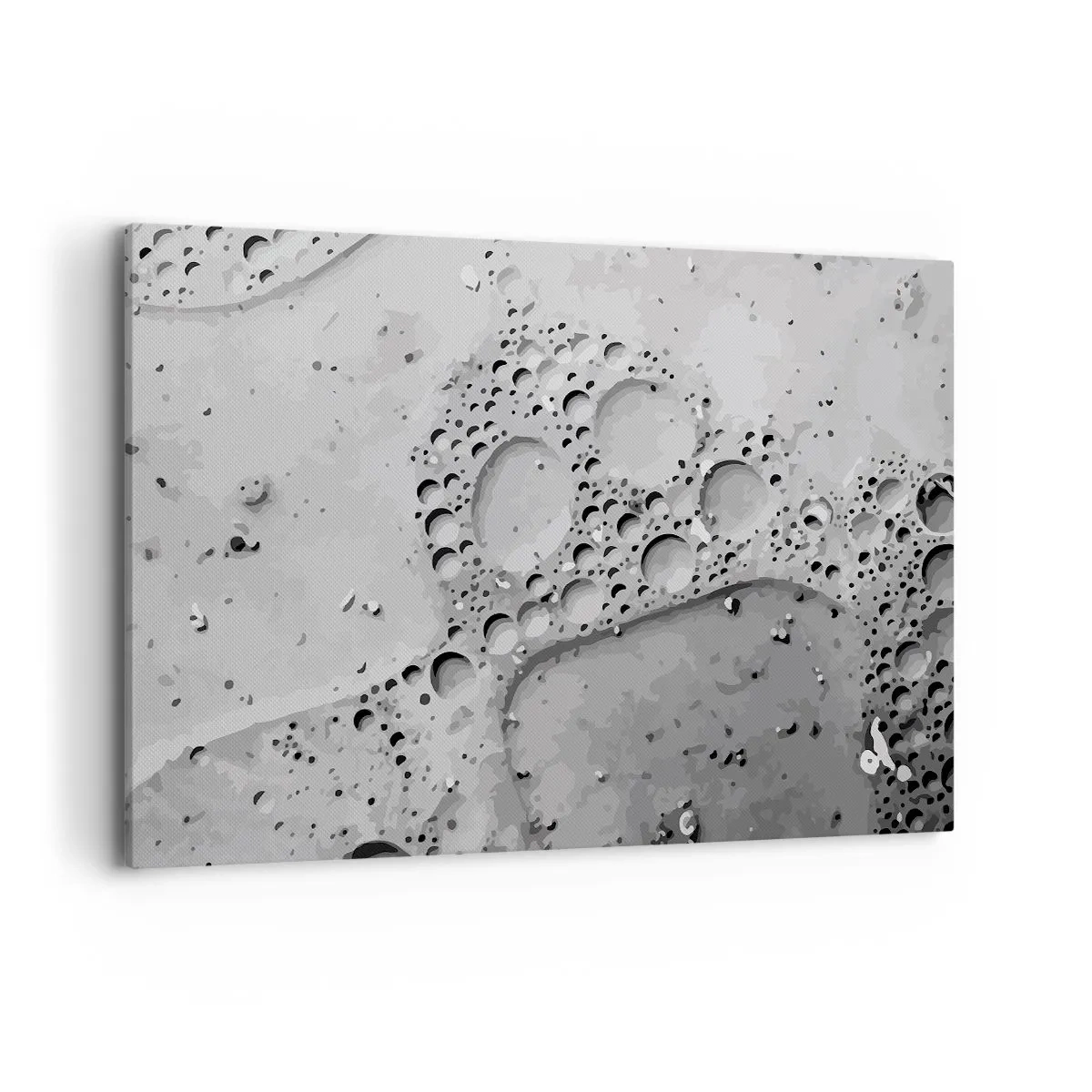 Impression sur toile - Image sur toile - Motif à bulles noir et blanc dans un style minimaliste - 120x80cm - Sentier de mousse - Décoration murale moderne pour le salon et la chambre ARTTOR