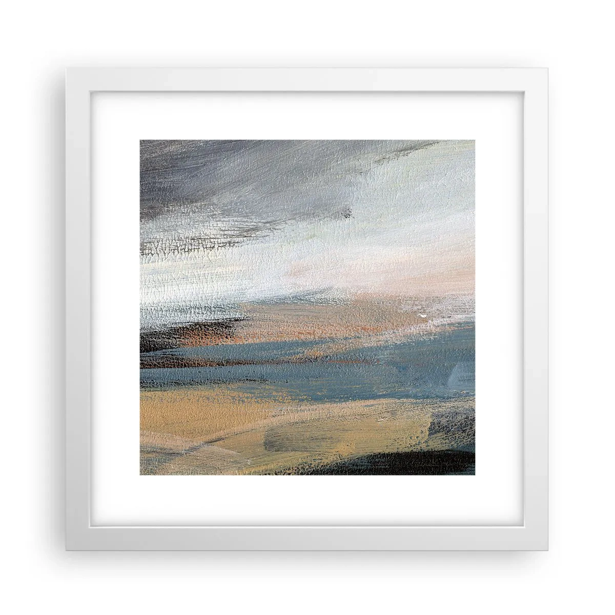 Affiche dans un cadre blanc - Poster - Abstraction : paysage nordique - 30x30 cm