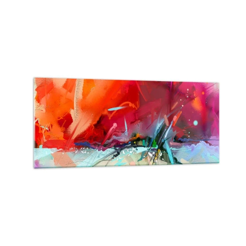 Impression sur verre - Image sur verre - Paysage abstrait aux couleurs intenses - 120x50cm - Une explosion de lumières et de couleurs - Décoration murale moderne pour le salon et la chambre ARTTOR