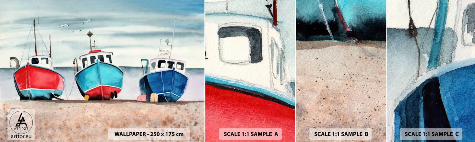 Échantillon de Papier Peint Autocollant Deluxe Sticker - Prêt pour la pêche - Nautique, Bord de mer, Coupeurs de pêche - 100x30 cm